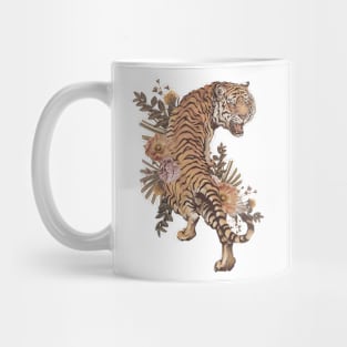 Vintage Tiger Muted Neutral Colors Mug